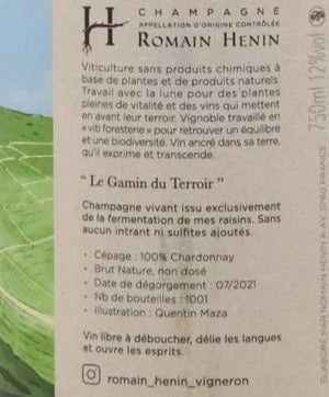 Romain Henin - Le Gamin Du Terroir Brut Nature Deg. 2021